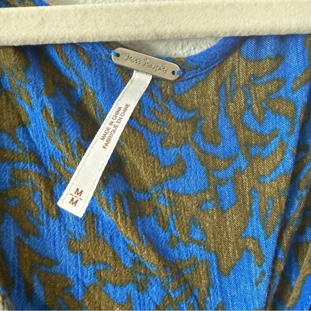 Free People Blue and Gold Resort Romper Medium - Picture 6 of 8